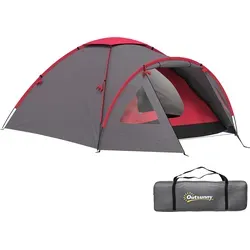 Outsunny Campingzelt für 3 Personen leicht, stabil wasserdicht UV 50+ Kuppelzelt mit Vordach Tür Fenster, Bodenplane Familienzelt mit 2000mm Wassersäule Zelt für Camping Reise Trekking Garten Aosom
