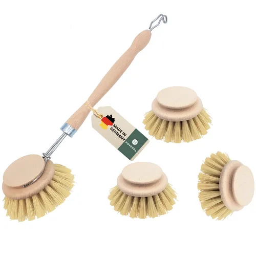 4er Set Spülbürste Holz – Made in Germany Spülbürsten aus Holz mit Naturborsten