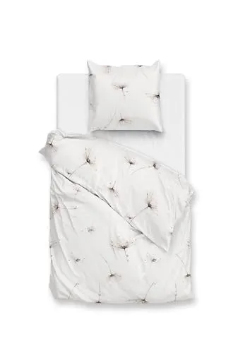 Zo!Home Bettwäsche Renforcé 100% Baumwolle mit Reißverschluss 135x200 & 80x80 - Pusteblumen, weiß - Hochwertige Bettwäsche aus 100% Baumwolle für optimalen Schlafkomfort. Der praktische Reißverschluss ermöglicht einfaches Beziehen. Pflegeleicht und waschbar bei 60°C, ideal für ein elegantes Schlafzimmer.