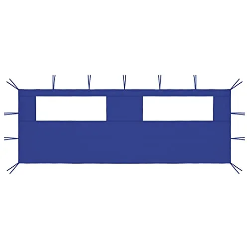 vidaXL Pavillon Seitenwand mit Fenstern 6x2m Blau - Robuste Seitenwand für Partyzelte mit transparenten Fenstern, ideal zum Schutz vor Mücken und für eine angenehme Atmosphäre im Garten.