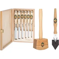KIRSCHEN WOODWORKER Essentials Set 1 - Stechbeitel 6-10-12-16-20-2 - Hochwertiger Stechbeitelsatz für präzises Schnitzen und kreative Holzarbeiten. Ideal für Hobbyisten und Profis, mit ergonomischem Griff für optimalen Komfort.