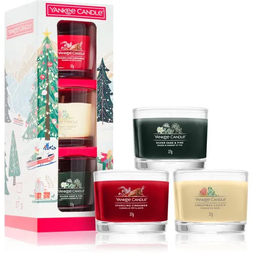 Yankee Candle Geschenkset Weihnachten 2025 - 3 Mini Votiv Kerzen - Kerzen im Glas – Hochwertiges Weihnachtsgeschenkset mit 3 Mini Votiv Kerzen für ein langanhaltendes Dufterlebnis in jedem Raum.