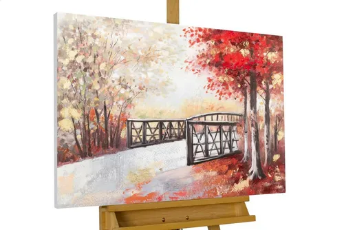 KunstLoft® Acryl Gemälde 'Leuchtender Herbsttag' 100x75cm in rot von KunstLoft