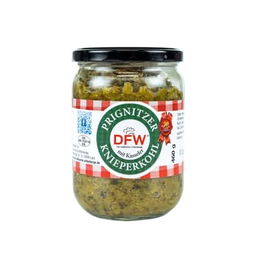 Prignitzer Knieperkohl mit Kasseler 460g (Glas) | Herzhaftes Fertiggericht im Glas | Hausmacher Qualität | Lange (ungekühlt) Haltbar | schnelle Zubereitung | DFW