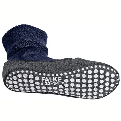 FALKE Unisex Kinder Hausschuhe Cosyshoe, Wolle, Blau, 25-26 - Hausschuhe aus hochwertiger Merinowolle mit rutschhemmenden Noppen, ideal für warme Füße und aktives Spielen. Waschbar und perfekt für Zuhause – die kuscheligen Socken sind ein echter Hingucker!