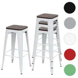 4er-Set Barhocker HWC-A73 mit Holz-Sitzfläche - Stylische Barhocker im Industriedesign, stapelbar und mit eleganter Ulmenholz-Sitzfläche. Ideal für moderne Einrichtungen und platzsparend bei Nichtgebrauch.