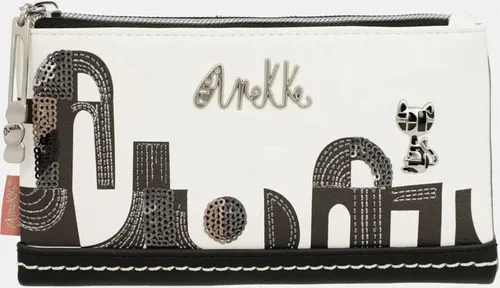 Anekke Peace & Love Nature Sixties RFID Wallet L Schwarz & Weiß - Damen-Geldbörsen mit RFID-Schutz, klassischer Form und liebevollen Applikationen für stressfreies Bezahlen unterwegs. Maße: 18 x 10 x 4 cm.