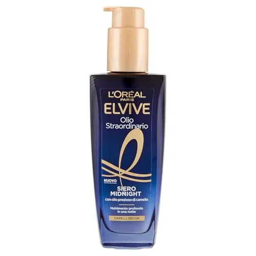 L'Oréal Paris Elvive Außergewöhnliches Öl für trockenes Haar, intensive Nährstoffe in einer Nacht, mit wertvollem Kamelienöl, Midnight Serum, 100 ml