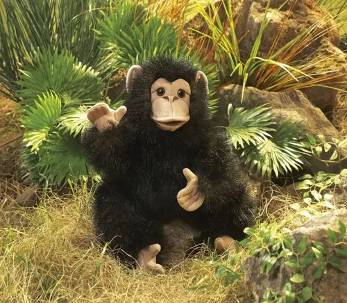 Folkmanis Handpuppen Baby Schimpanse - Puppen für Kinder ab 3 Jahren, ideal zum Spielen und Geschichtenerzählen – fördert die Fantasie und Kreativität!