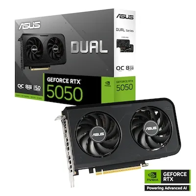 ASUS DUAL GeForce RTX 5050 OC Edition Grafikkarte 8GB GDDR6 - Grafikkarten PCI-Express mit 8 GB GDDR6-RAM für beeindruckende Gaming-Leistung und Unterstützung für DirectX 12, ideal für anspruchsvolle Spieler.