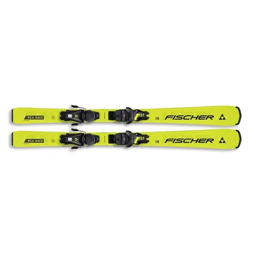 FISCHER Kinder Racing Ski RC4 RACE JR (130-150) JRS + FS7 CA - Race Ski für Kinder mit weichem Flex und fehlerverzeihender Konstruktion, ideal für schnelle Lernfortschritte und maximalen Fahrspaß im Schnee.