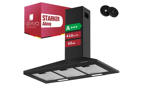 Levivo Wandhaube  410 m³/h Dunstabzugshaube 60cm und 90cm Umluft & Abluft  410 m³/h Dunstabzugshaube 60cm und 90cm Umluft & Abluft, Aktivkohlefiltern, Fettfiltern, LED-Beleuchtung