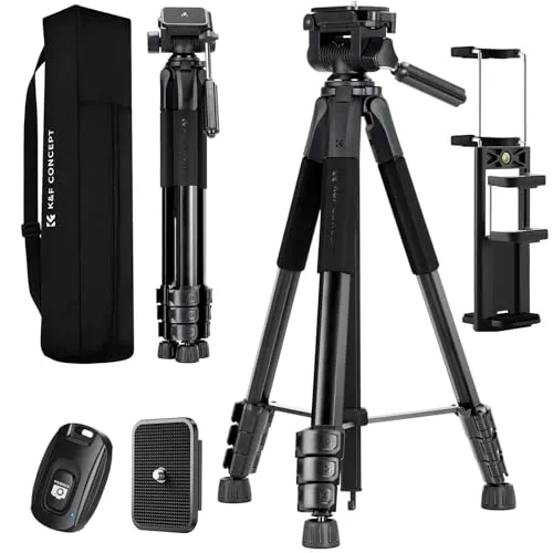 K&F CONCEPT Kamerastativ S254A3+BV01, Leichtes Stativ mit Tasche,172cm Handystativ,Tripod für Canon Nikon Sony Kamera/DSLR/Camcorder,Stativ für Smartphone,Reisestativ mit Handy-Tablet-Halterung