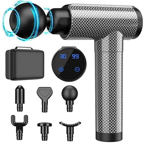 Muskelmassagepistole Tiefengewebe - Elektrische Handmassagegeräte für effektive Schmerzlinderung - 10 professionelle Massageköpfe für gezielte Muskelentspannung, 30 Geschwindigkeitsstufen und leise Funktionsweise, ideal für Nacken, Rücken und Körper.
