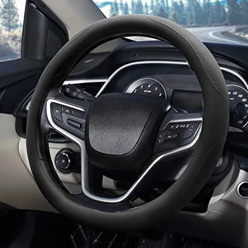Pahajim Auto Lenkradbezug Leder Lenkradhülle Universal Anti Rutsch Steering Wheel Cover Gemütliche Atmungsaktive Lenkradschoner 38cm für Frauen und Männer (Schwarz)