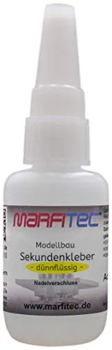marfitec© Modellbau Sekundenkleber 20g dünnflüssig Metallnadel Verschluss