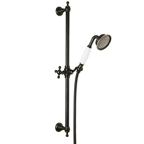 PaulGurkes Brausegarnitur PGDSS1 – Retro Duschset - Komplettset aus massivem Messing mit eleganter schwarzer Oberfläche. Verstellbare Halterung und Antikalkdüsen sorgen für eine praktische Handhabung und ansprechendes Design.