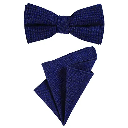 DonDon Herren Fliege 12 x 6 cm gebunden längenverstellbar und Einstecktuch 23 x 23 cm farblich passend aus Baumwolle blau