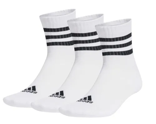 adidas Sportsocken 3-Streifen Cushioned Sportswear Mid-Cut (Baumwolle) weiss/schwarz - 3 Paar, Größe: 47-49