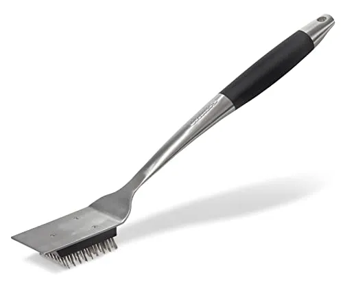 Enders® Premium Grillbürste, Edelstahl, viereckig, Griffbereich mit Soft-Touch-Beschichtung für komfortablen und rutschfesten Halt, Edelstahlborsten für effektive Reinigung, Grillzubehör, #8817