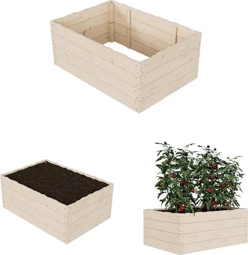 QLS Hochbeet 120x80x48 cm aus Holz für Gemüse Kräutern Stapelbar Deko 11170