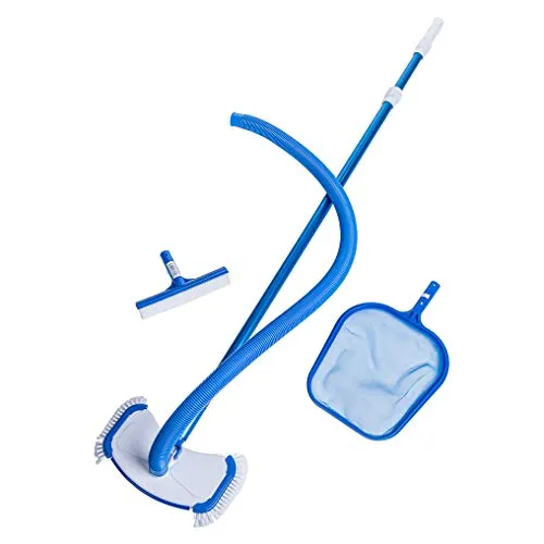 Reinigungs - Grundausstattungsset I für Pools - Umfassendes Poolwartungsset mit Bodensaugerbürste De Luxe und ausziehbarer Teleskopstange für mühelose Reinigung und Pflege Ihres Schwimmbeckens.