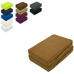 EXKLUSIV HEIMTEXTIL Frottee Spannbettlaken Doppelpack Rundumgummizug 120 x 200 cm Nougat