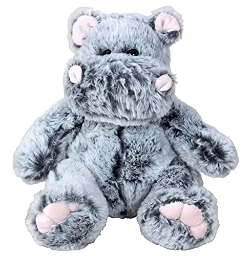 Lifestyle & More Teddybär Kuschelbär Nilpferd Hippo grau sitzend Plüschbär Kuscheltier samtig weich (26 cm)
