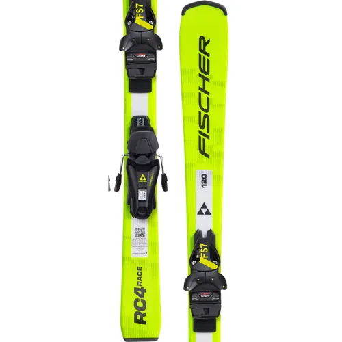Fischer RC4 Race JR (130-150) + FS 7 CA JR Kinderski und Bindung 140 cm - Kinderski mit Air Power und Fiber Tech für müheloses Drehen und schnellen Lernfortschritt. Leichte Konstruktion sorgt für Stabilität und Fahrspaß im Schnee.