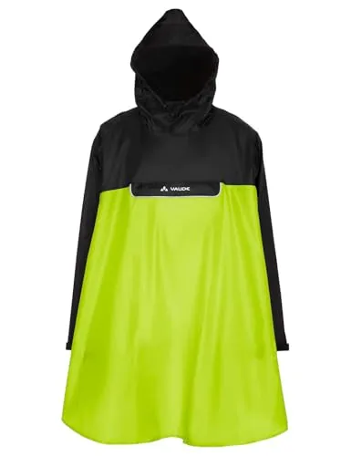 VAUDE Unisex Valero Poncho - Wasserdichter Regenponcho in Neon Yellow/Black, M EU - Regenjacken / Hardshelljacken, ideal für Radfahrer, wasserdicht und windabweisend mit recyceltem Polyester für umweltbewusste Outdoor-Abenteuer.