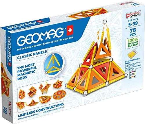 Geomag Classic Panels 78 Teile - Magnetisches Konstruktionsspielzeug für Kinder - Bauklötze & Bausteine aus 100% Recyclingkunststoff, fördert Kreativität und Hand-Auge-Koordination, ideal für kleine Baukünstler.
