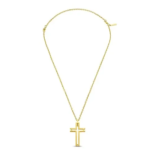 Police Herren Edelstahl Kreuz Anhänger Halskette One Size, Edelstahl, kein Edelstein