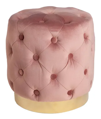 Hocker 37 x 38 x 37 cm - Altrosa / Gold - 40733 - Eleganter Hocker in Altrosa und Gold, perfekt für stilvolle Akzente in Wohnzimmer oder Flur.