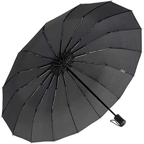 iX-brella Taschenschirm 16-teilig mit Handöffner - schwarz