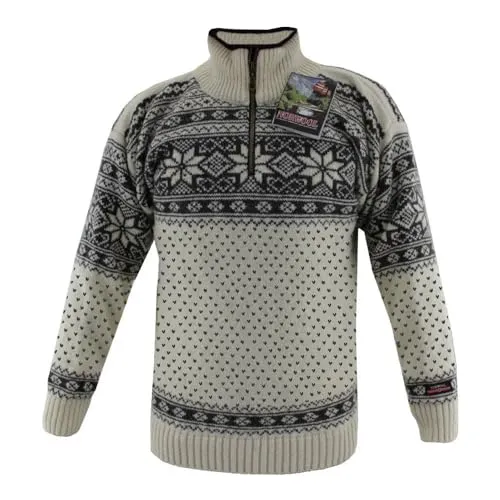 HomeOfSocks Original Norweger Pullover für Herren aus 100% Schurwolle (Weiß, M)