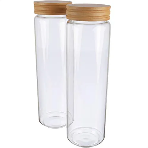 Dosenritter Vorratsglas Set aus Borosilikatglas mit Buchenholzdeckel | 2x 1600ML - Praktisches Set aus 2 Vorratsgläsern (1600ML) zur sicheren Aufbewahrung von Lebensmitteln. Der luftdichte Buchenholzdeckel schützt vor Feuchtigkeit und sorgt für langanhaltende Frische. Ideal für Gewürze, Tee, Kaffee und mehr!