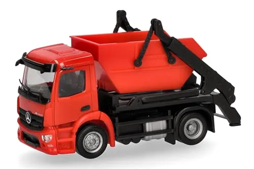 Herpa Modellbausatz Minikit Mercedes-Benz Actros S Absetzkipper AK12, Miniatur im Maßstab 1:87, Sammlerstück, Kit für Modellbau, Kunststoff, Farbe: rot