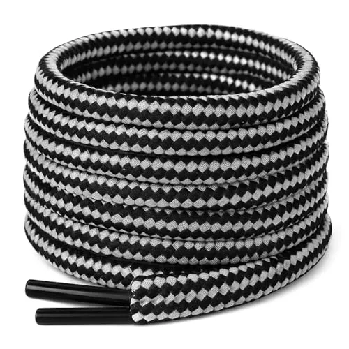 Schnürsenkel, extra robust, 120/140/180 cm lang, für Arbeitsschuhe, Wanderschuhe, Dr Martens, Stahlkappenstiefel usw., Schwarz und Weiß, Schwarz - schwarz / weiß - Größe: 140 cm