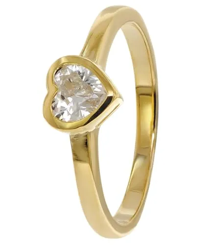 trendor Damenring Gold 333/8K mit Zirkonia Herz - Eleganter Damenring aus 8-karätigem Gold mit funkelndem Zirkonia in Herzform. Ein zeitloses Schmuckstück, ideal als Geschenk zur Verlobung oder besonderen Anlässen.