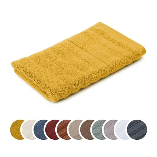 liebling Gästetuch Luxus Bio Baumwolle, Serie Marseille, 770 gr. / m², 30 x 50 cm, Ökotex, 60 Grad, saugstark, schnelltrocknend, Farbe: senf