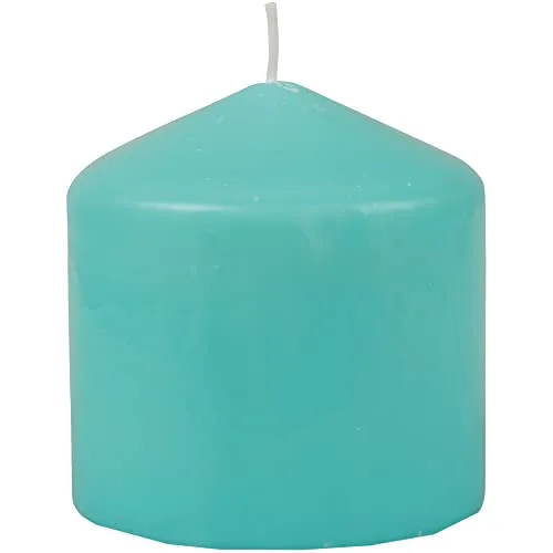 HS Candle Wachskerzen Stumpenkerzen Ø8cm x 8cm (Türkis) in türkis von HS Candle