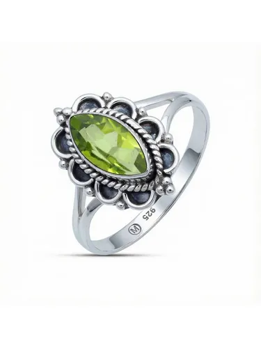 mantraroma Damen Ring 925 Silber mit grünem Peridot in grün von mantraroma