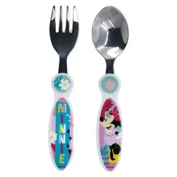 STOR 2er-Set Disney Minnie Metallbesteck für Kinder, BPA-frei, waschbar und wiederverwendbar, nicht geeignet für Spülmaschine und Mikrowelle