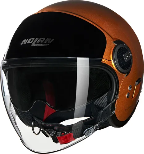 Nolan N21 Visor Jethelm - Dunkelorange/Schwarz, M - Motorradhelm mit ultrabreitem Visier für optimale Sicht und Sicherheit. Ideal für stilbewusste Fahrer, ausgestattet mit VPS-Sonnenschutz und komfortabler Innenpolsterung.