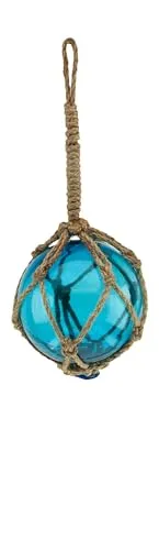Sea-Club Fischerkugel Maritime Deko Glas/Tau Ø=10cm meerblau