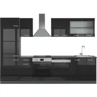 Vicco Küchenzeile R-Line Solid Anthrazit Schwarz 300 cm - Küchenzeilen mit modernem Design, flexibel umstellbar und ideal für jeden Haushalt.