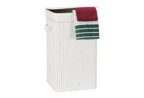 Relaxdays Wäschekorb Bambus XL 70l, faltbar & tragbar - Faltbarer Wäschekorb aus Bambus mit 70l Volumen, ideal für die Schmutzwäsche. Praktischer Deckel schützt vor Blicken, 2 Griffe für einfachen Transport und gute Belüftung sorgen für optimale Nutzung.