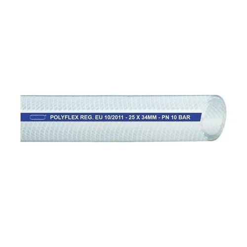 TEGUMA Druckluftschlauch POLYFLEX 50 m - Lebensmittelschlauch mit transparentem PVC, Innen-Ø 15 mm und Temperaturbereich von -20 bis +60 °C – ideal für vielseitige Anwendungen.