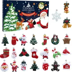 24er Set Mini Weihnachtsanhänger aus Harz - Adventskalender mit 24 handgefertigten Anhängern, perfekt für festliche Dekoration und kreative Bastelprojekte.