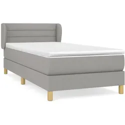 vidaXL Boxspringbett mit Matratze Hellgrau 90x190 cm - Betten für erholsamen Schlaf: Mit höhenverstellbarem Kopfteil und mittelharte Matratze für optimalen Komfort. Strapazierfähiger, atmungsaktiver Stoff sorgt für langlebige Nutzung.